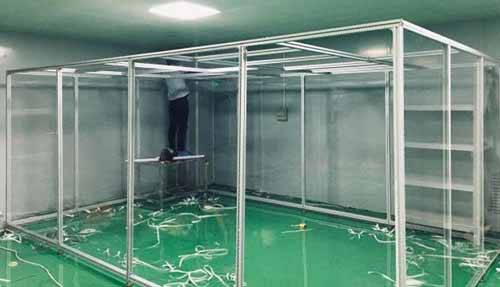 百级洁净棚组装现场 百级洁净棚组装现场